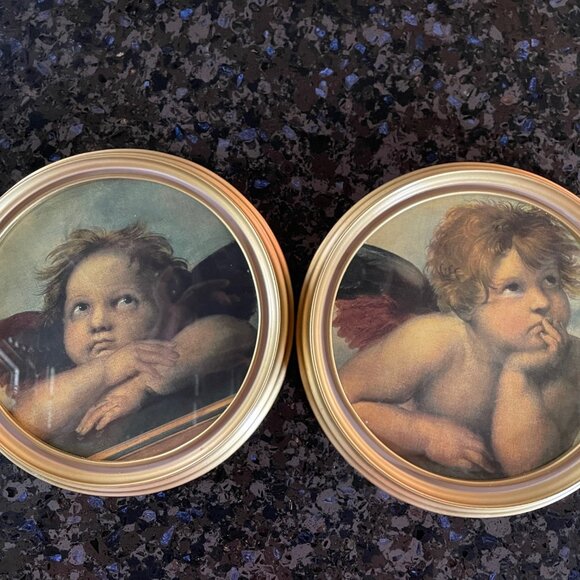 Raphael Cherubs Framed Art  2 Prints Angel of Sistine Chapel - Picture 1 of 6